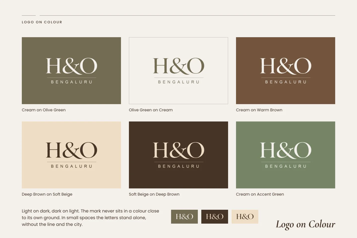 Logo on colour: a page of the brand book