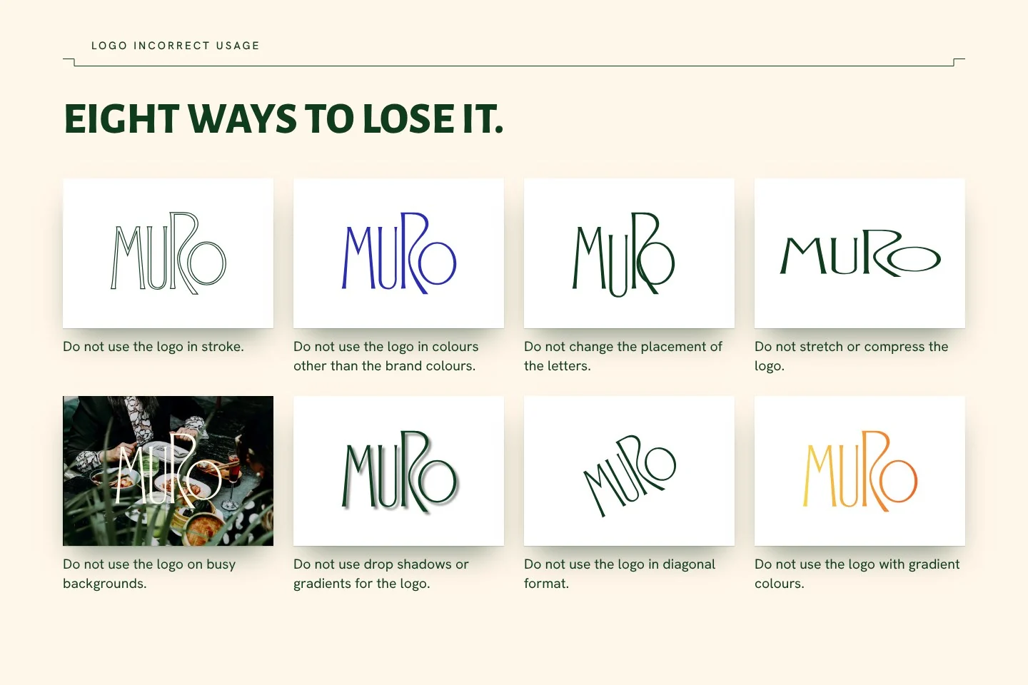 Incorrect usage: a page of the brand book