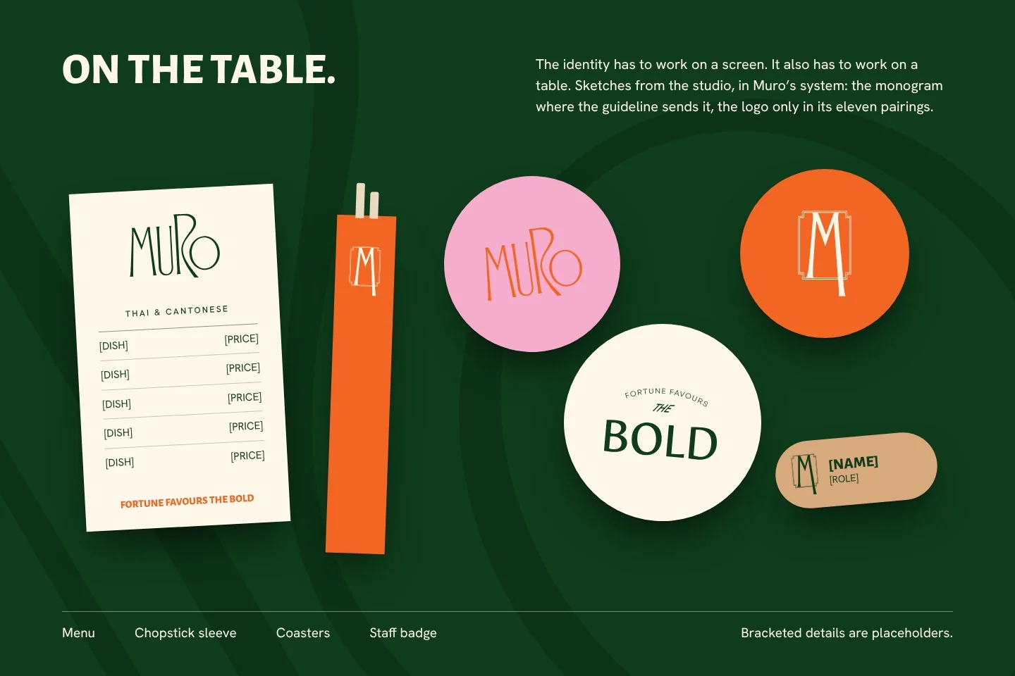 On the table: a page of the brand book