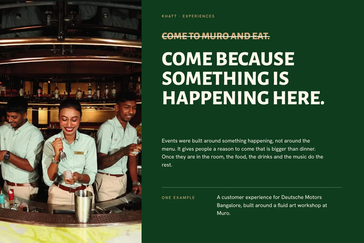Experiences: a page of the brand book
