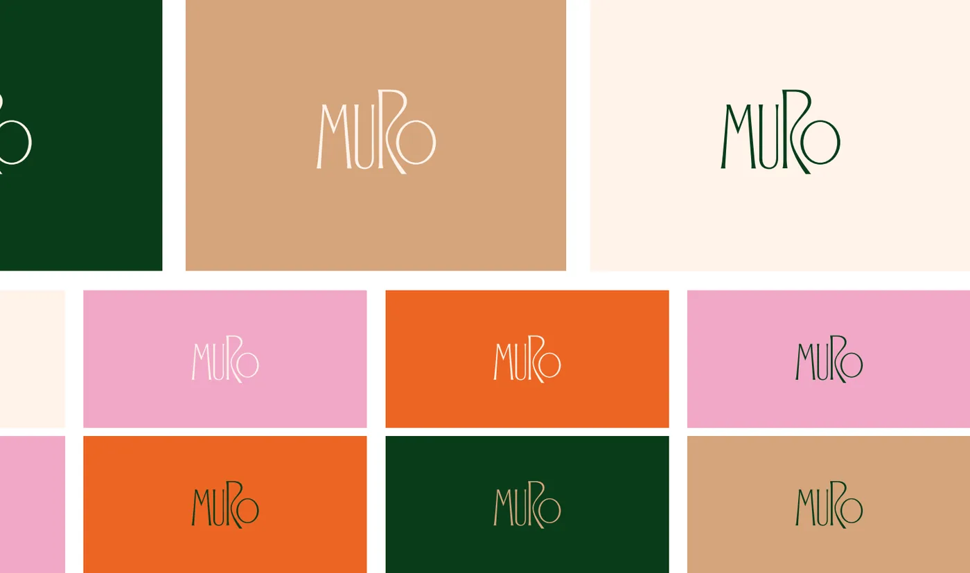 The Muro wordmark on each of the brand colours