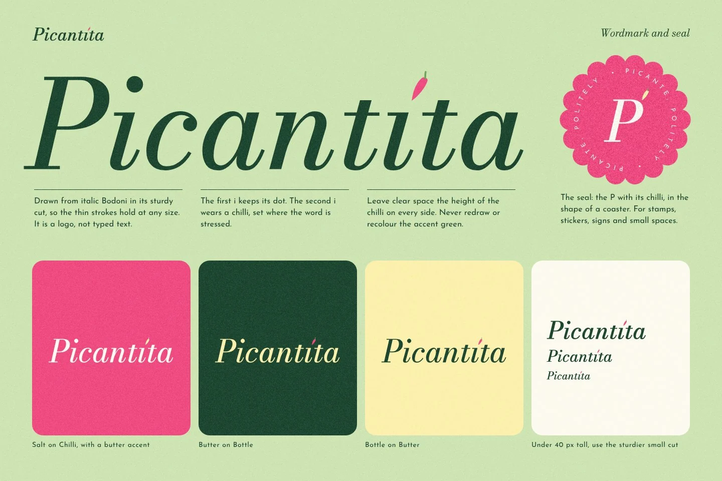 Picantita: wordmark and seal