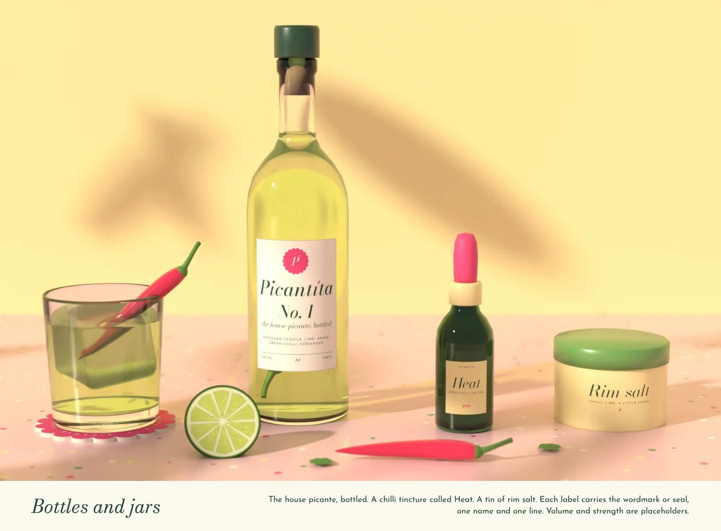 Picantita: bottles and jars