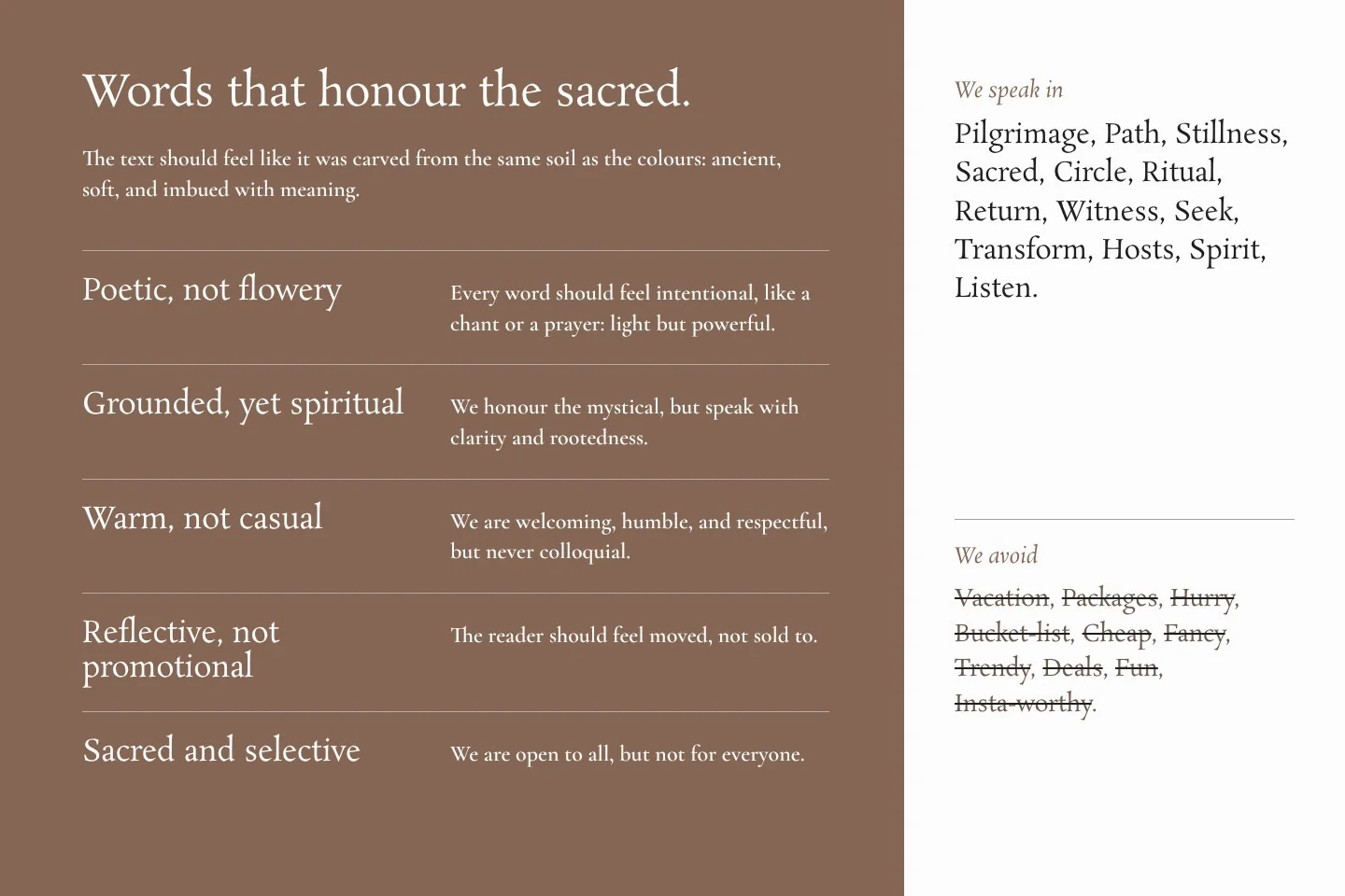 Voice: a page of the brand book